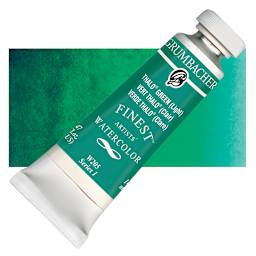 Grumbacher Finest Artists' Watercolor - Thalo Green, 14 ml tube and swatch
