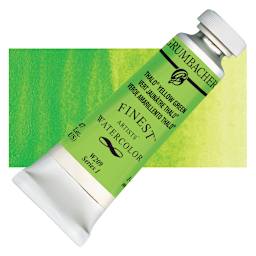 Grumbacher Finest Artists' Watercolor - Thalo Yellow Green, 14 ml tube and swatch