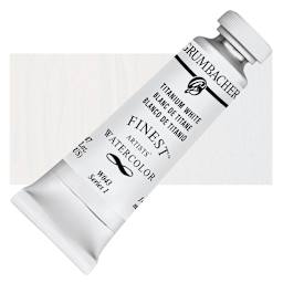 Grumbacher Finest Artists' Watercolor - Titanium White, 14 ml tube and swatch