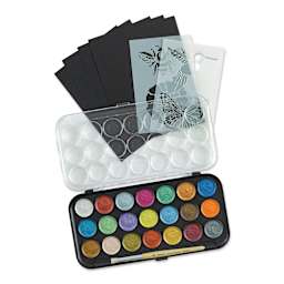 Yasutomo Pearlescent Paint & Stencil Kit (Pan set with lid open)