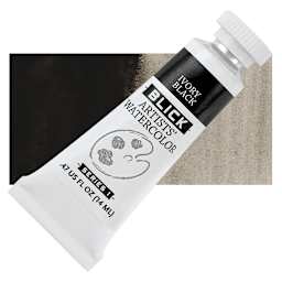 Blick Artists' Watercolor - Ivory Black, 14 ml tube and swatch