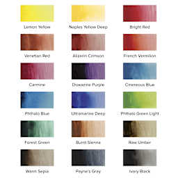 Sennelier French Artists' Watercolors - Set of 12 Plus 6 Free, Metal Case, Half Pans, swatches