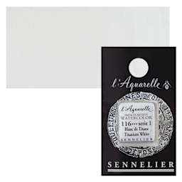 Sennelier French Artists' Watercolor - Titanium White, Half Pan and swatch