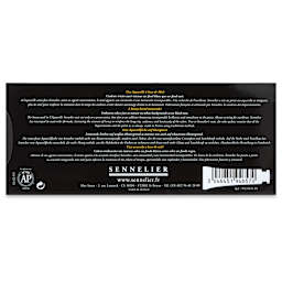 Sennelier French Artists' Watercolor Set - Iridescent, Metal Case, Set of 12 colors, 10 ml tubes (back of package)