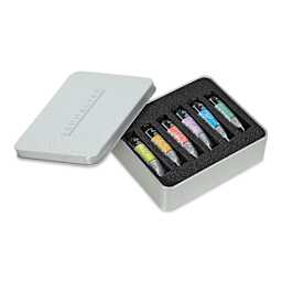Sennelier French Artists' Watercolor Set - Iridescent, Metal Case, Set of 6 colors, 10 ml tubes (tubes in metal case)