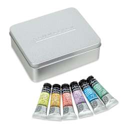 Sennelier French Artists' Watercolor Set - Iridescent, Metal Case, Set of 6 colors, 10 ml tubes (tubes outside of metal case)
