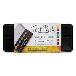 Sennelier French Artists' Watercolors - Set of 6, Metal Case, Half Pan front of package