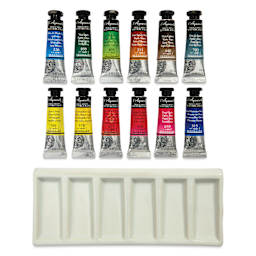 Sennelier French Artists' Watercolor Set - Set of 12 colors and porcelain palette