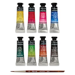 Sennelier French Artists' Watercolor Travel Set of 8 tubes and brush