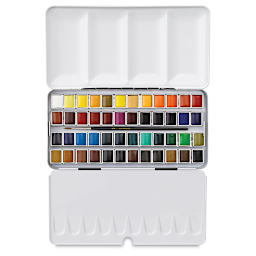 Sennelier French Artists' Watercolor Set - Metal Case, Set of 48 colors, half pans