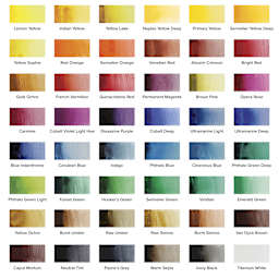 Sennelier French Artists' Watercolors - Set of 48, Metal Case, Half Pans, swatches