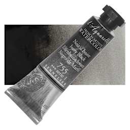 Sennelier French Artists' Watercolor - Ivory Black, 10 ml, Tube and swatch