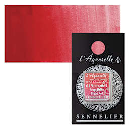Sennelier French Artists' Watercolor - Bright Red, Half Pan and swatch