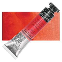 Sennelier French Artists' Watercolor - Scarlet Laquer, 21 ml, Tube and swatch