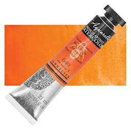 Sennelier French Artists' Watercolor - Red Orange, 21 ml Tube and swatch