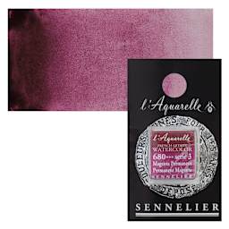 Sennelier French Artists' Watercolor - Permanent Magenta, Half Pan and swatch