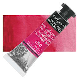 Sennelier French Artists' Watercolor - Rose Madder Lake, 10 ml Tube and swatch