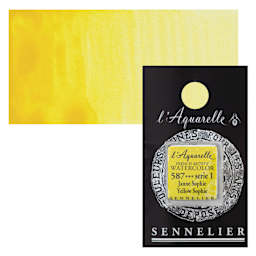 Sennelier French Artists' Watercolor - Yellow Sophie, Half Pan and swatch