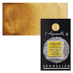 Sennelier French Artists' Watercolor - Yellow Ochre, Half Pan and swatch