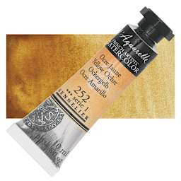 Sennelier French Artists' Watercolor - Yellow Ochre, 10 ml Tube and swatch