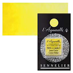 Sennelier French Artists' Watercolor - Lemon Yellow, Half Pan and swatch