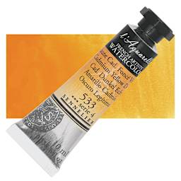 Sennelier French Artists' Watercolor - Cadmium Yellow Deep, 10 ml, Tube and swatch