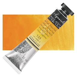 Sennelier French Artists' Watercolor - Cadmium Yellow Deep, 21 ml, Tube and swatch