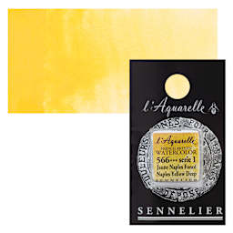 Sennelier French Artists' Watercolor - Naples Yellow Deep, Half Pan and swatch
