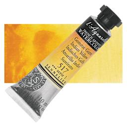 Sennelier French Artists' Watercolor - Indian Yellow, 10 ml, Tube and swatch