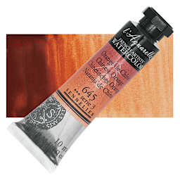 Sennelier French Artists' Watercolor - Chinese Orange, 10 ml, Tube and swatch