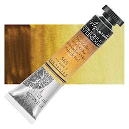 Sennelier French Artists' Watercolor - French Ochre, 21 ml, Tube and swatch