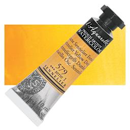 Sennelier French Artists' Watercolor - Sennelier Yellow Deep, 10 ml Tube and swatch