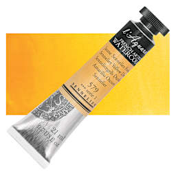 Sennelier French Artists' Watercolor - Sennelier Yellow Deep, 21 ml Tube and swatch