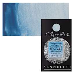 Sennelier French Artists' Watercolor - Cerulean Blue, Half Pan and swatch