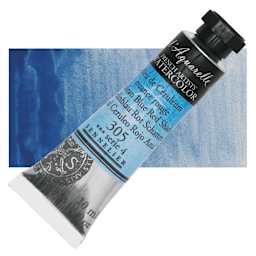 Sennelier French Artists' Watercolor - Cerulean Blue Red Shade, 10 ml, Tube and swatch