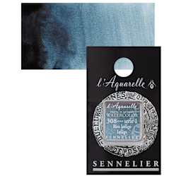 Sennelier French Artists' Watercolor - Indigo, Half Pan and swatch