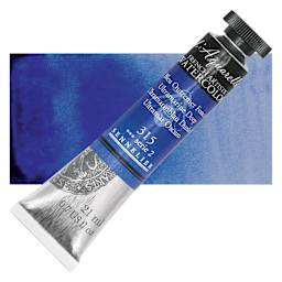 Sennelier French Artists' Watercolor - Ultramarine Deep, 21 ml Tube and swatch