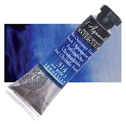 Sennelier French Artists' Watercolor - French Ultramarine Blue, 10 ml, Tube and swatch