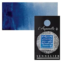 Sennelier French Artists' Watercolor - Ultramarine Light, Half Pan and swatch