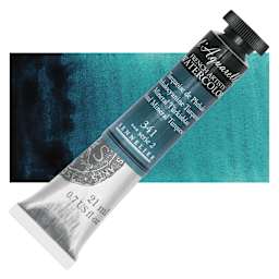 Sennelier French Artists' Watercolor - Phthalo Turquoise, 21 ml, Tube and swatch