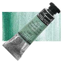 Sennelier French Artists' Watercolor - Iridescent Green, 10 ml Tube and swatch