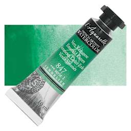 Sennelier French Artists' Watercolor - Emerald Green, 10 ml, Tube and swatch