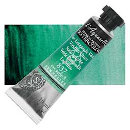 Sennelier French Artists' Watercolor - Viridian Green, 10 ml Tube and swatch