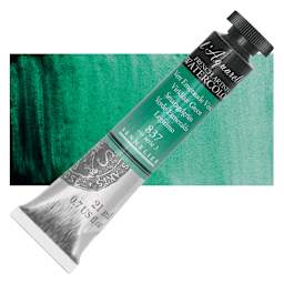 Sennelier French Artists' Watercolor - Viridian Green, 21 ml Tube and swatch