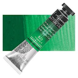 Sennelier French Artists' Watercolor - Cadmium Green Light, 21 ml, Tube and swatch
