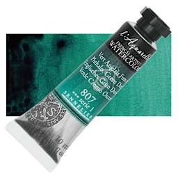 Sennelier French Artists' Watercolor - Phthalo Green Deep, 10 ml, Tube and swatch