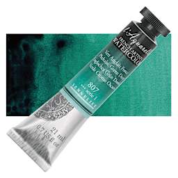 Sennelier French Artists' Watercolor - Phthalo Green Deep, 21 ml, Tube and swatch