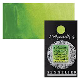 Sennelier French Artists' Watercolor - Phthalo Green Light, Half Pan and swatch