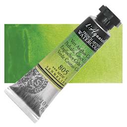 Sennelier French Artists' Watercolor - Phthalo Green Light, 10 ml, Tube and swatch