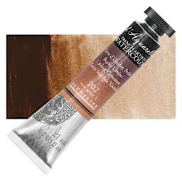 Sennelier French Artists' Watercolor - Burnt Umber, 21 ml, Tube and swatch